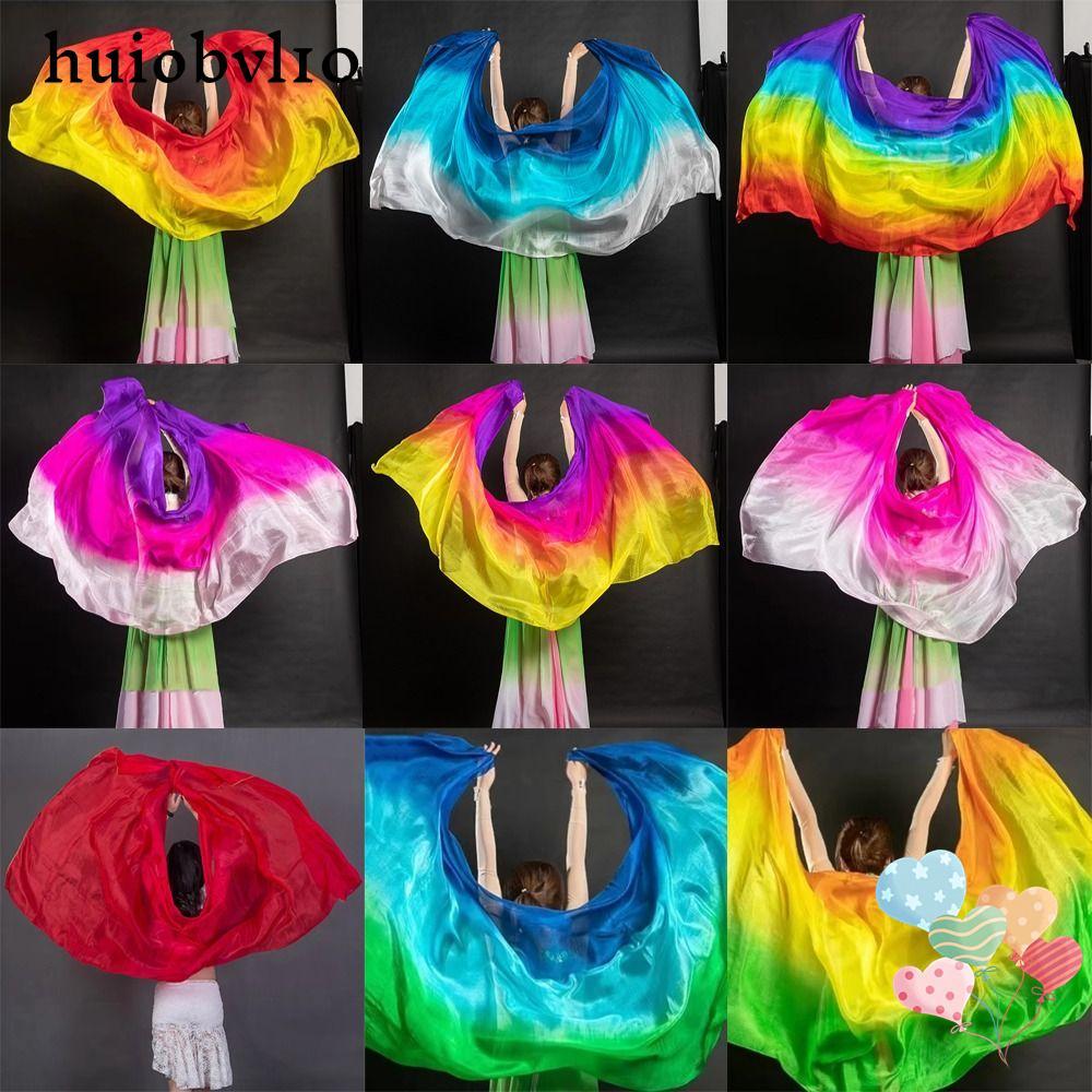 HUIOBVLTH ผ้าคลุมไหล่ผ้าคลุมหน้า, 250 ซม.x120 ซม.Light Texture Belly Dance Veils, เครื่องแต่งกายอุปกรณ์เสริมGradient Color Latin Belly Dance ผ้าคลุมไหล่