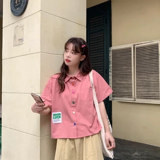 เสื้อเชิ้ตสไตล์หวาน เสื้อเชิ้ตทรงหลวมเกาหลี