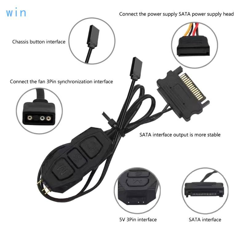 Win ARGB Controller 5V 3Pin ARGB Controller แหล่งจ่ายไฟแถบไฟรีโมทคอนโทรล ARGB Sync Controller สาย