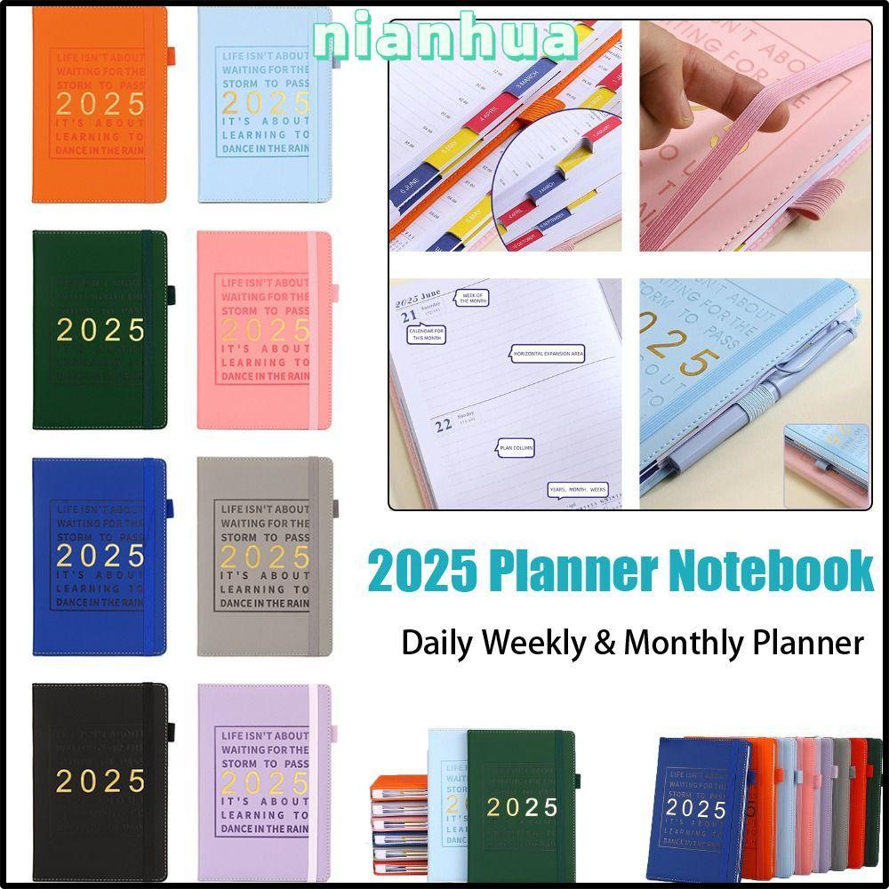 ALLGIFT Daily Weekly & รายเดือน Planner, Time Management Leather Cover Diary 2025 Planner Notebook, 