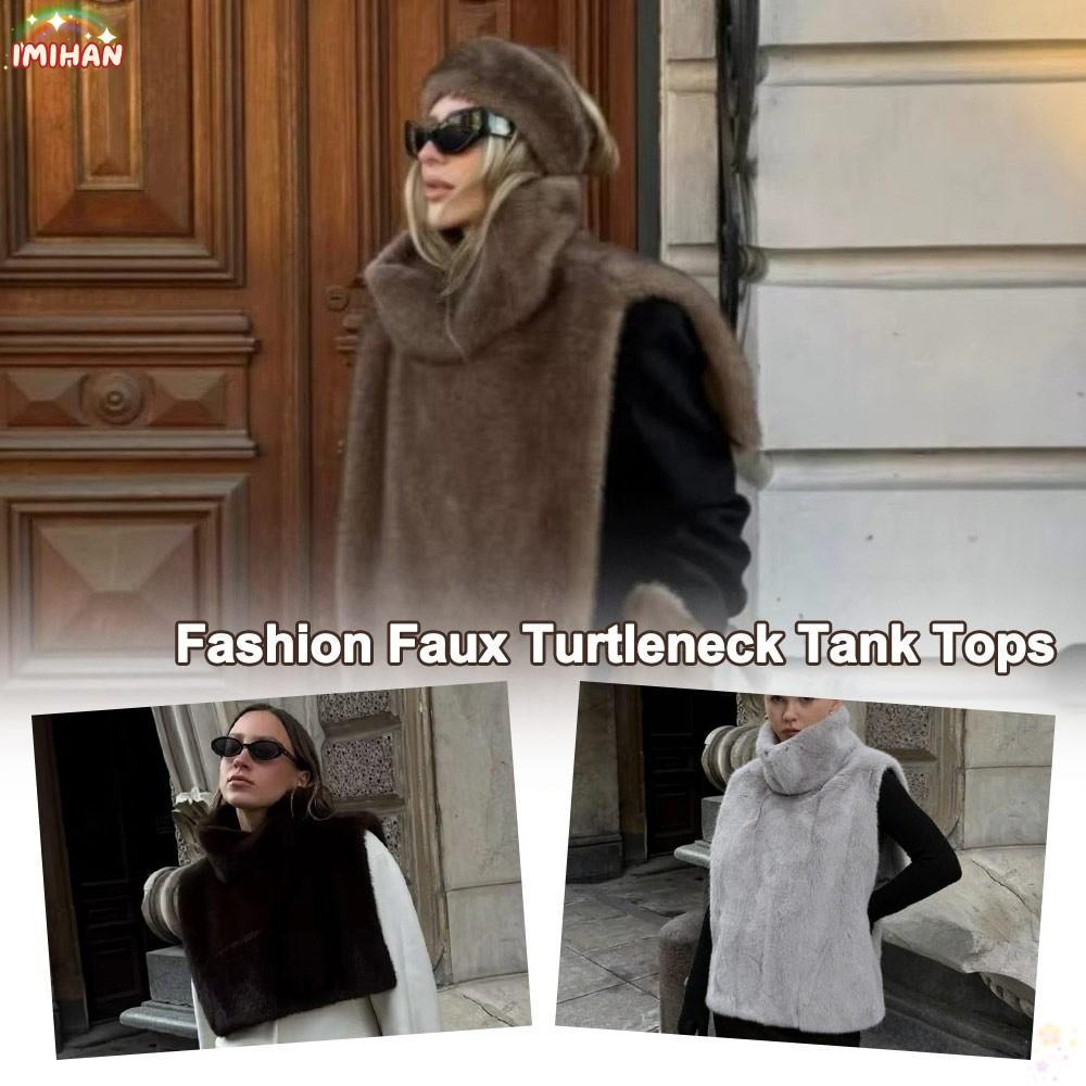 เสื้อกล้ามคอเต่า MIHAN เสื้อกั๊กขนเทียม Eco Mink Fur