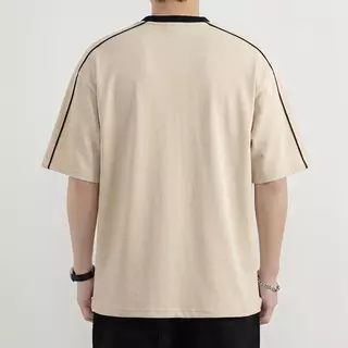 B&R ฤดูร้อนสินค้าใหม่ เสื้อยืดคอกลม T-shirts สีต่อ ความรู้สึกของการออกแบบ เย็นระบายอากาศ นุ่มสบาย