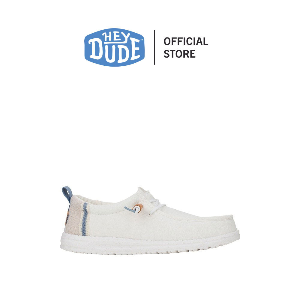 HEYDUDE รองเท้าลำลองผู้ชาย WALLY CRAFT LINEN รุ่น HD 43086-1SO - WHITE/STONE GREY
