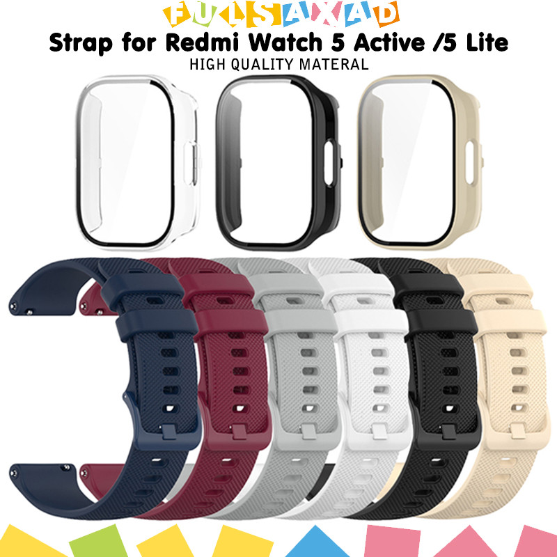 สายซิลิโคน + PC กรณีปกป้องหน้าจอ for Smartwatch Redmi Watch 5 Active /5 Lite แผ่นป้องกันหน้าจอ ที่ครอบขอบจอ อุปกรณ์เสริม