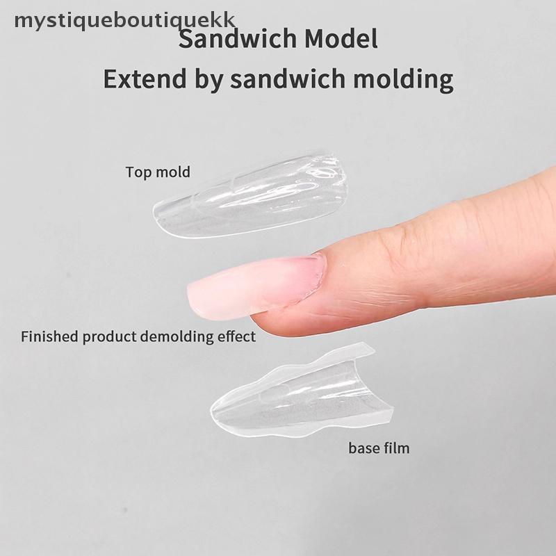 [ใหม่] 180 ชิ้น/กล่องแซนวิช Dual Nail Forms 15 ขนาด Extensions-Dual Forms Coffin Almond Nail Forms S