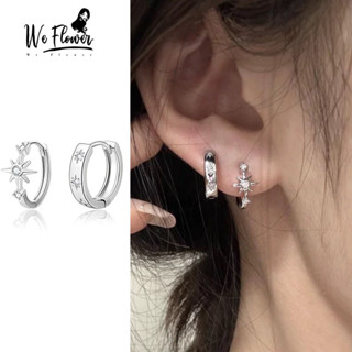 We Flower Elegant s925 Silver Crystal Star Round Hoop ต่างหู…