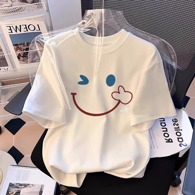 เสื้อแขนสั้นผ้าฝ้ายแท้สำหรับผู้หญิง สไตล์ใหม่ฤดูร้อน ลายพิมพ์น่ารัก เหมาะสำหรับทุกวันและมีในสต็อก
