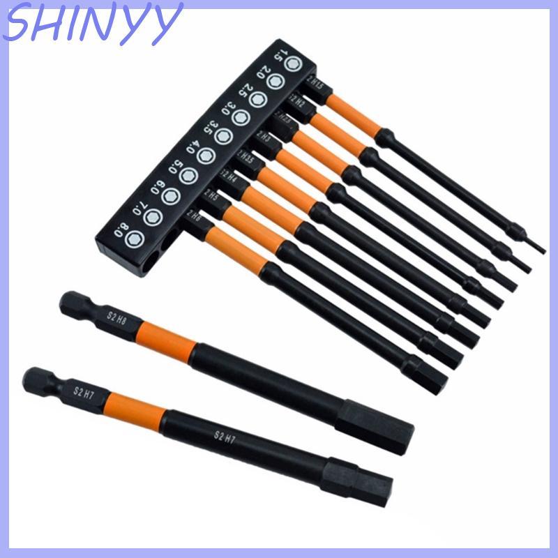SHI 10 ชิ้นประแจเจาะชุด Bit Impacts Hex หัวไขควงชุด Bit 1 4 นิ้ว Hex Shank Hex Bit ไขควงเครื่องมือบิต