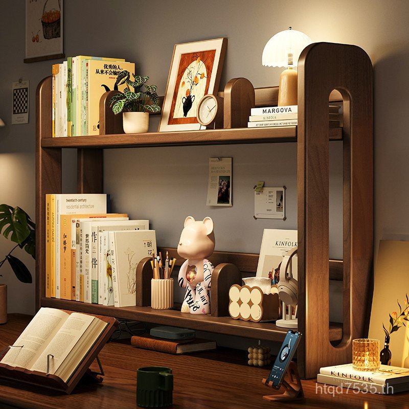 แนวตั้งเคาน์เตอร์หนังสือครัวเรือนสก์ท็อปชั้นวางหนังสือสํานักงานการจัดเก็บตู้หนังสือหลายชั้นไม้เนื้อแ