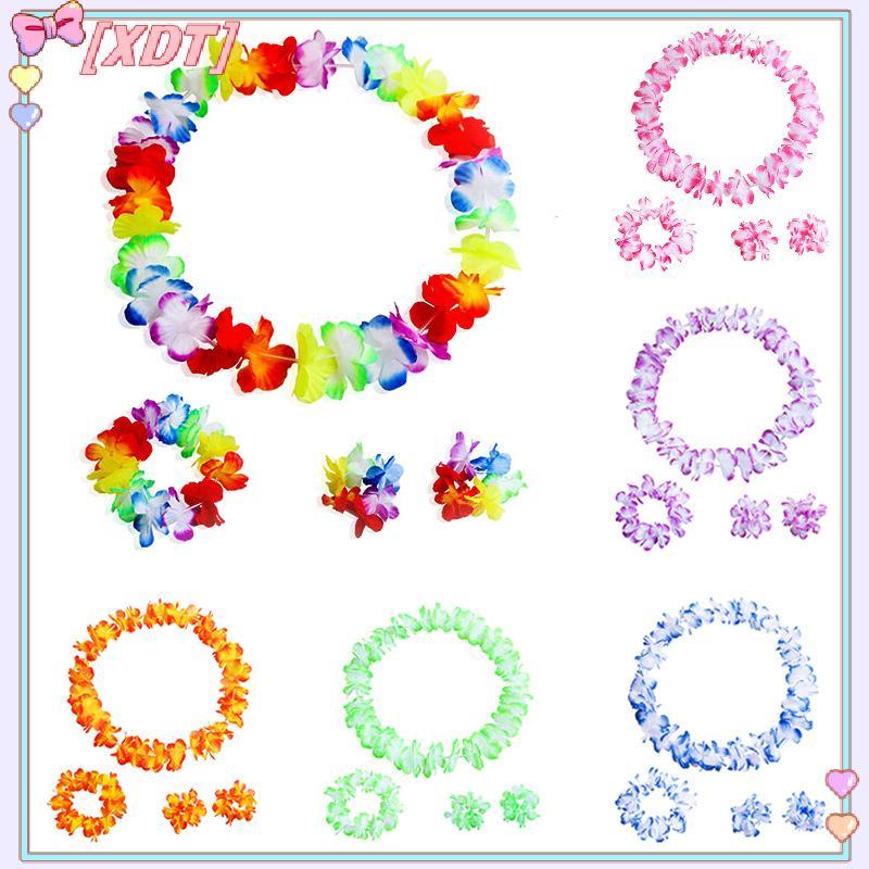 ชุดของตกแต่งผมและคอ 4 ชิ้น ลายดอกไม้ฮาวาย สไตล์เลยส์ สำหรับปาร์ตี้ชายหาด KCP