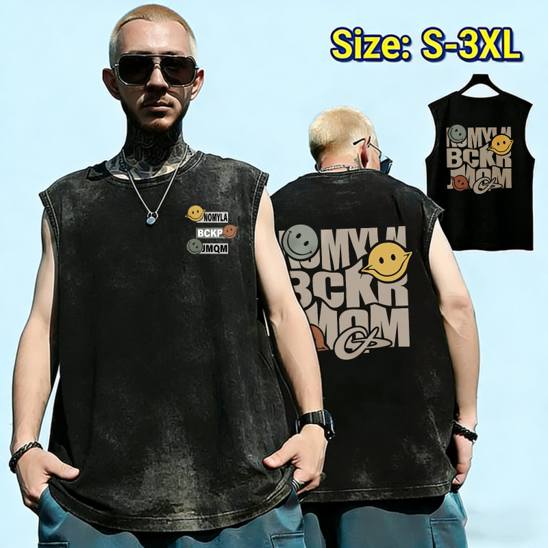 Sea.Tee [COD]เสื้อแขนกุด oversize หลวม แนวสตรีท vest top 'Smile BCKR' 2026
