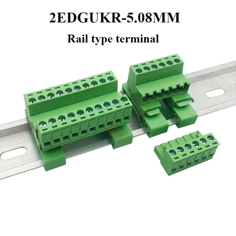 1 ชุด/ล็อต Track terminal 2EDG-UKR-5.008 มม.ติดตั้ง 35 มม.รางนําทาง perless butt plug-in 2P3P4P5P6P7