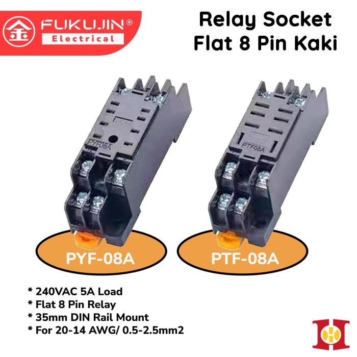 FUKUJIN ซ็อกเก็ตรีเลย์ 8 ขา PYF08A PTF08A MY2 MY2N MY2NJ LY2 LY2N LY2NJ Power Delay Timer H3Y H3Y H3