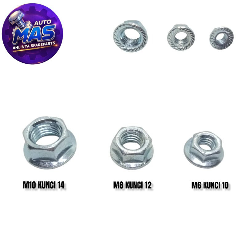 NUTS FLANGE NUT CAP M6 BOLT 10 M8 BOLT 12 M10 BOLT 14 เหล็กเดิม