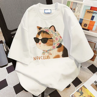 [ส่งด่วนกทม] NFV เสื้อยืดแขนสั้นโอเวอร์ไซซ์ 💕 ลายการ์ตูนน่ารัก ระบายอากาศ ผ้าฝ้าย ใส่สบายฤดูร้อน YG0