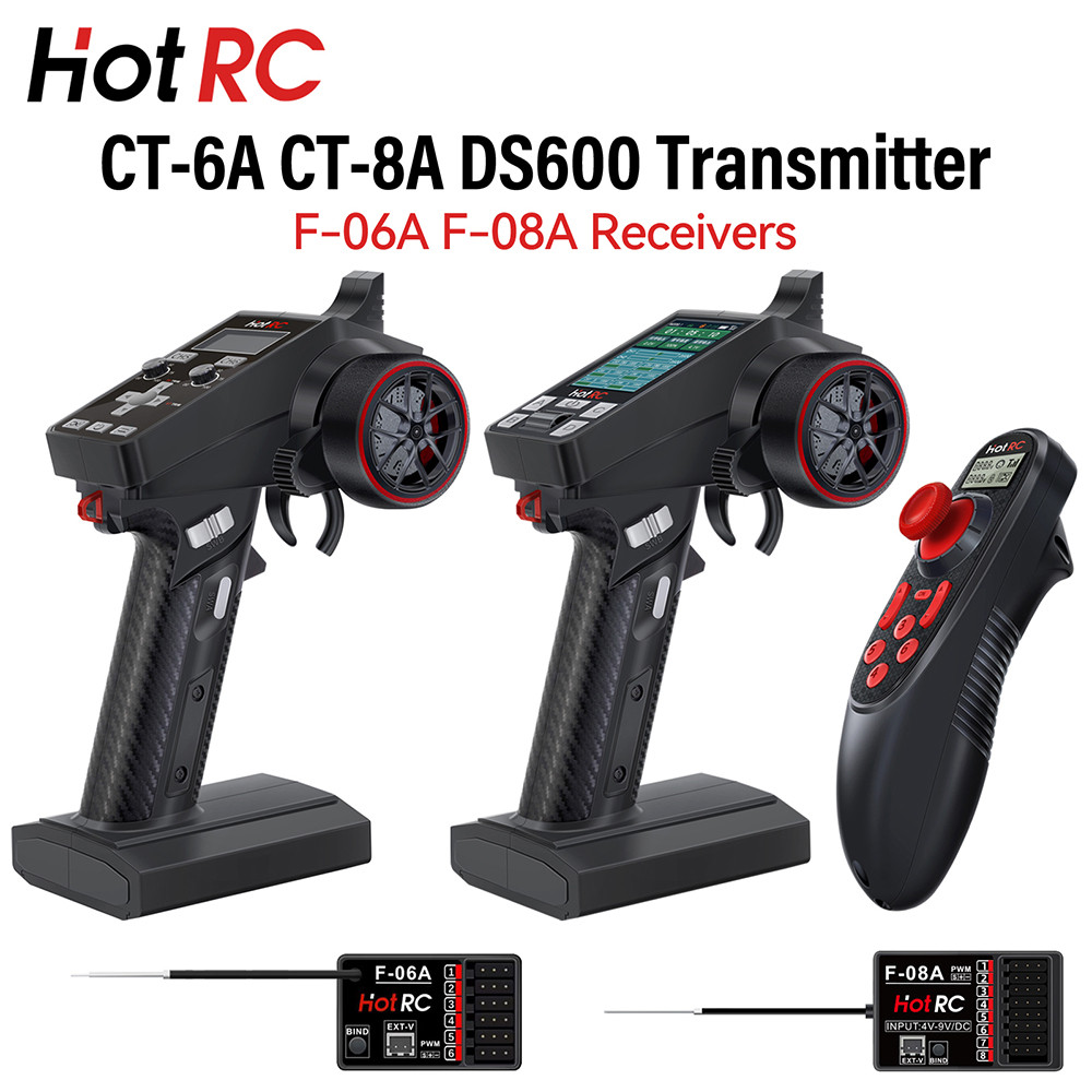 HotRC 2.4GHz Radio System Transmitter with F-06A F-08A PWM GFSK Receiver 6CH 8CH Remote Controller f
