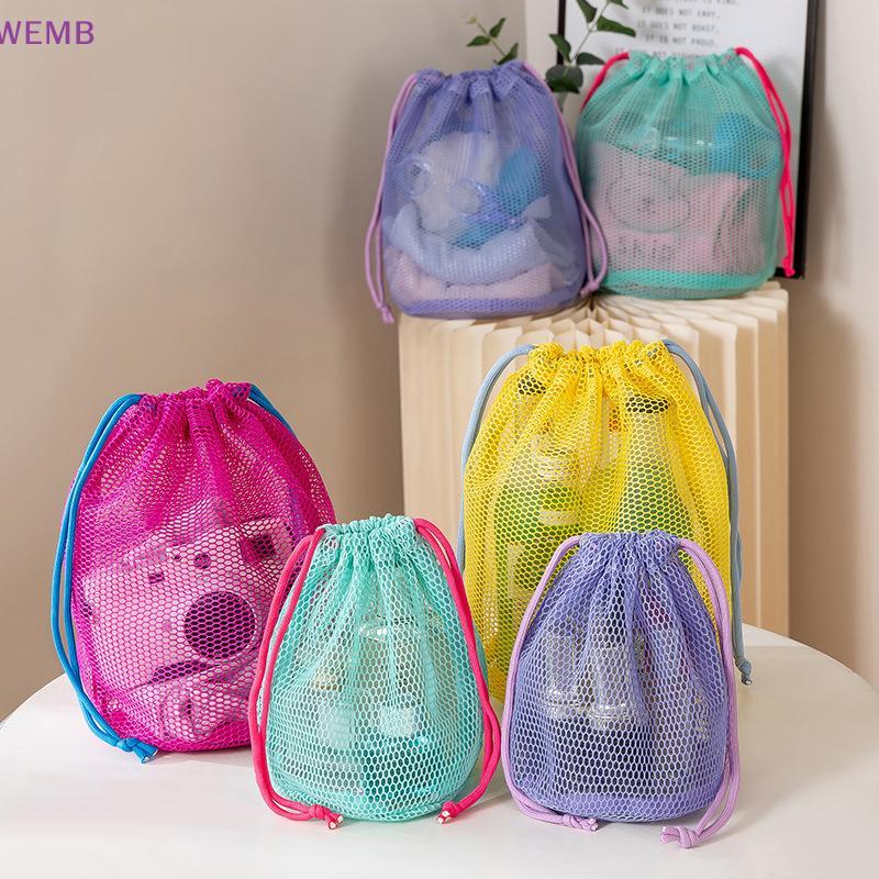 WEMB ไนลอนตาข่าย Drawstring กระเป๋าเก็บอเนกประสงค์ สําหรับเดินทางและกิจกรรมกลางแจ้ง ใช้ใส่ผลิตภัณฑ์ดิจิตอลและแต่งหน้า