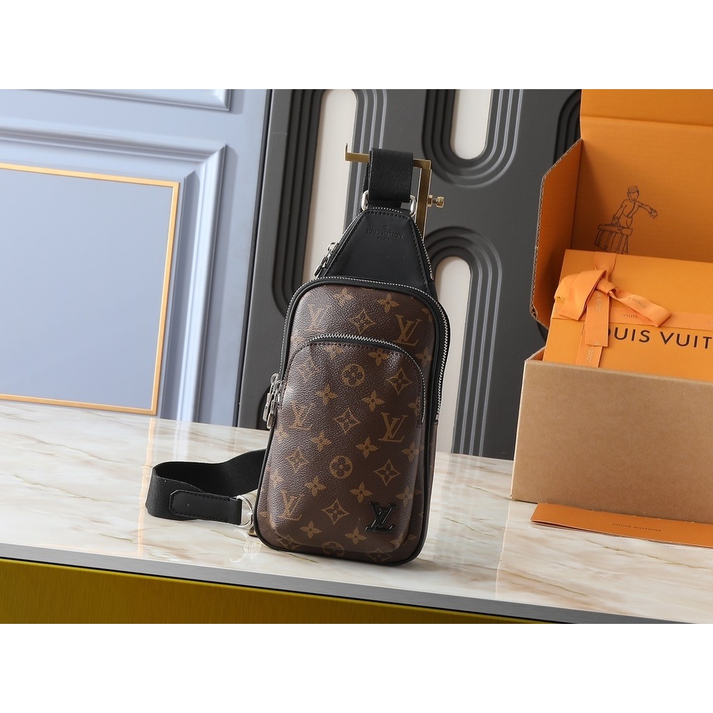 ((จัดส่ง 48 ชั่วโมง) Avenue กระเป๋าสะพายขนาดเล็ก Monogram Eclipse เคลือบผ้าใบสายคล้องไหล่กระเป๋าถือก