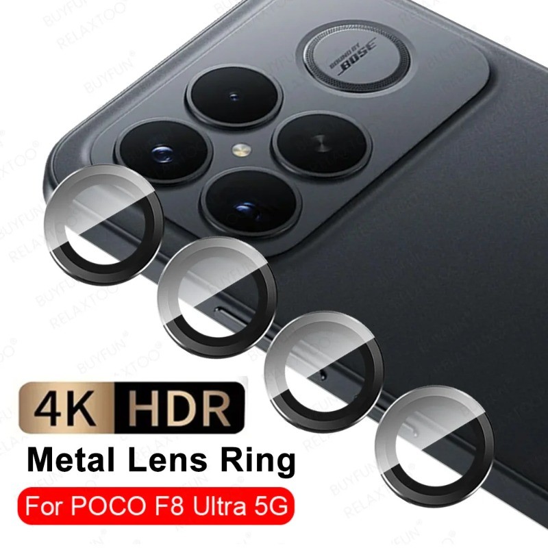 สําหรับ Xiaomi Poco M8Pro F8Ultra F8Pro กล้องกระจกนิรภัยแหวนสําหรับ Xiaomi Poco M8 F8 Ultra Pro C85 4G อลูมิเนียมเลนส์โทรศัพท์ Protector หมวก