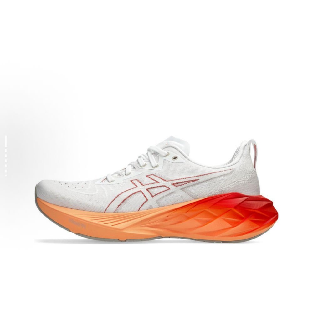 ASICS  ของแท้Asics Novablast 4 สําหรับผู้หญิงและผู้ชายรองเท้าวิ่งสีขาว WTXU