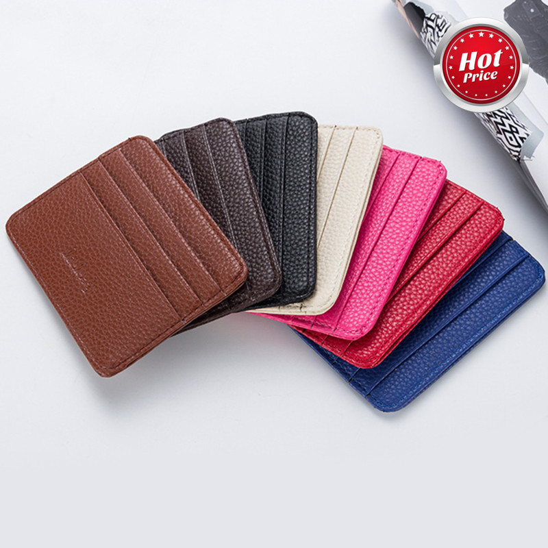 สองด้าน PU ID Card Holder Multi-color Bank บัตรเครดิตกรณี Multi-slot Ultra-thin กระเป๋าสตางค์ธุรกิจผ