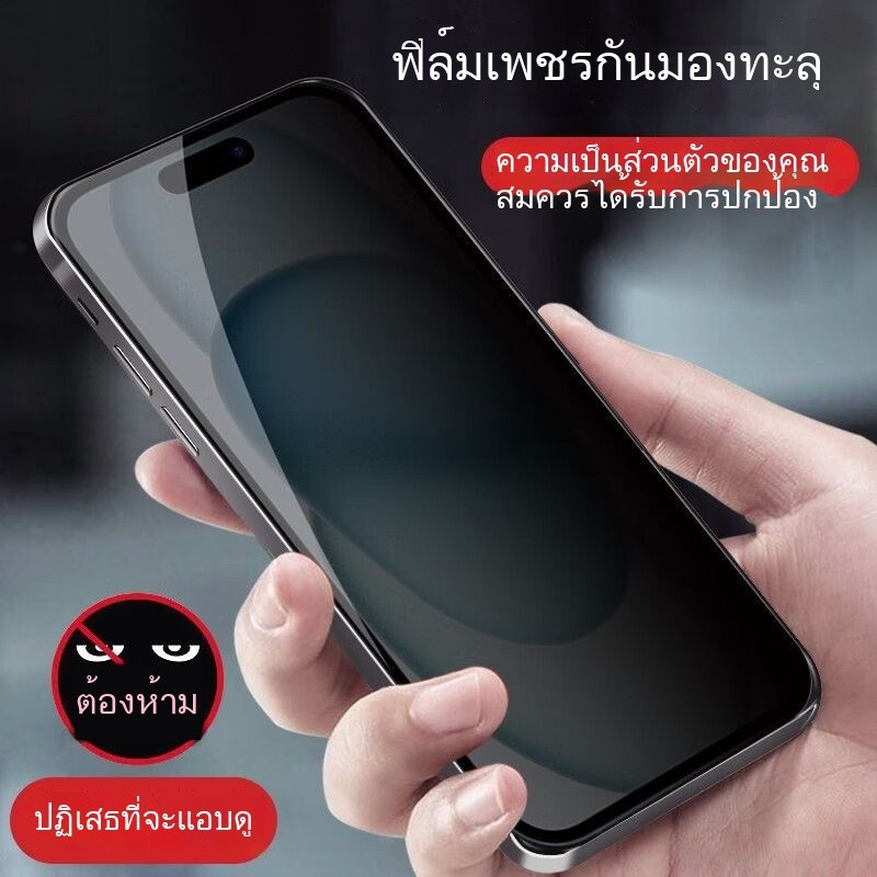 กระจกนิรภัยเต็มจอ กันมองข้าง ปกป้องหน้าจอ สำหรับ iPhone XS Max 11 13 14 15 16 Pro 17