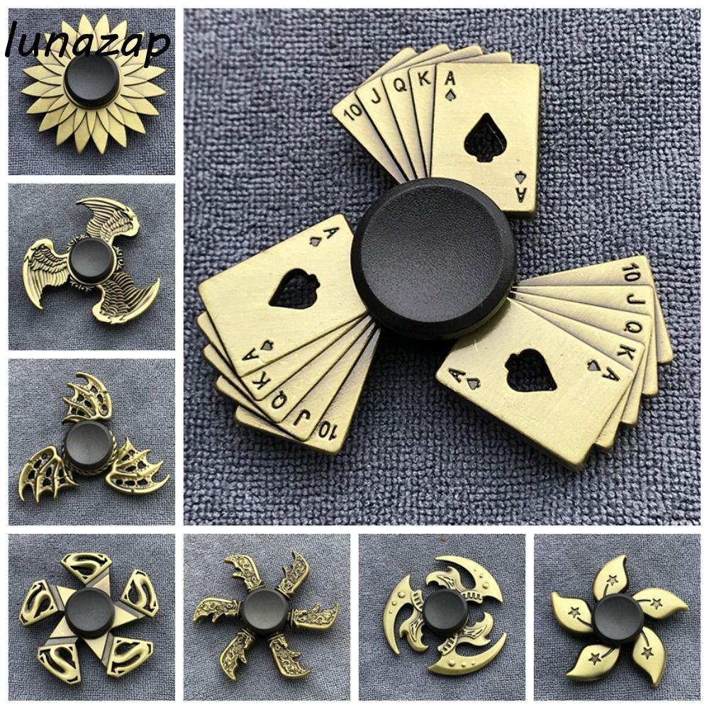 LUNAZAP Finger Spinner, ทองเหลืองสี ADHD ความวิตกกังวล Fidget Spinner, Hand Spinner ตลกโลหะภายนอก Sm