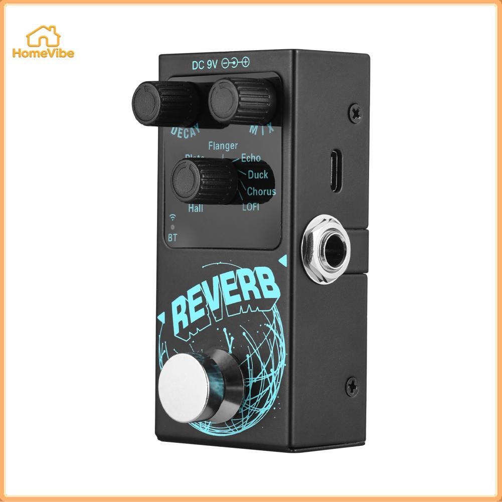HomeVibe เอฟเฟคกีตาร์เหยียบ Digital Reverb 9 เอฟเฟกต์ไร้สายประกอบ DECAY/MIX ปุ่มควบคุมส่องสว่างพร้อม True Bypass 6.35 มม. อินเทอร์เฟซอินพุต/เอาท์พุต