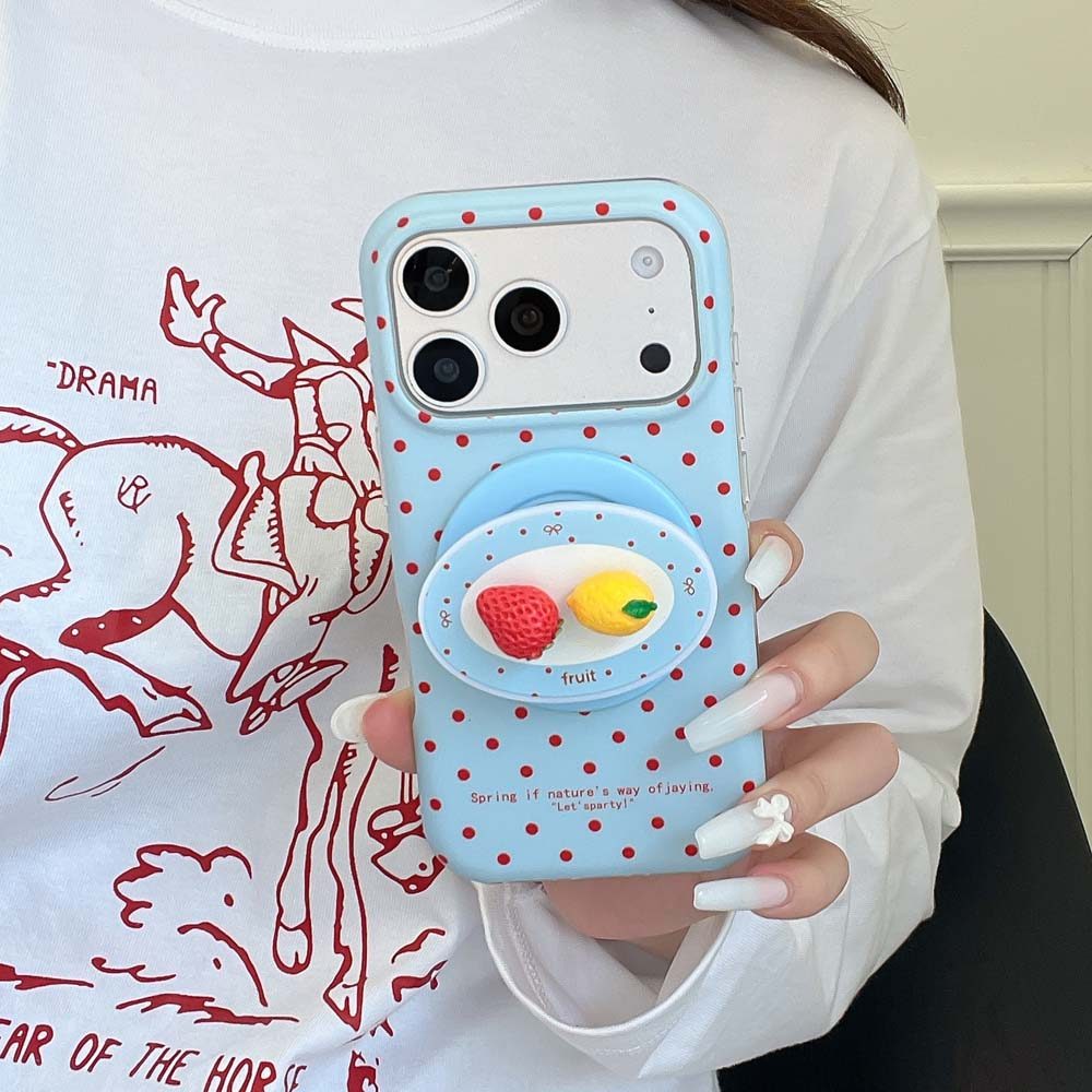เคสโทรศัพท์ลายจุดน่ารักพร้อมที่วางแม่เหล็กเข้ากันได้กับ iPhone 17ProMax 16ProMax 15ProMax 13 14ProMax – โปรปัง