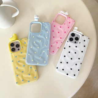 🎈Snap&Co🎈เคสไอโฟน 17 13 16 สำหรับ iPhone 17 15 11 13 16 14 12 Pro Max 15 Plus XR X XS ผ้าคลุมระบายลายจุดหวานน้อยชิ้น