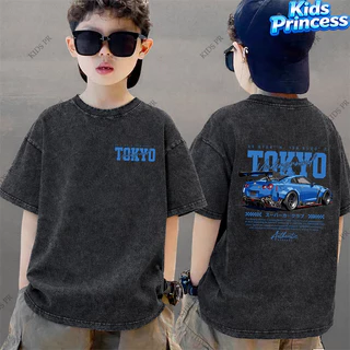 COD 2026 สินค้าใหม่ ทรงหลวม คอกลม เสื้อเด็ก kids Distressed T-shirt ผ้าฝ้าย เด็กชาย เสื้อผ้าเด็ก t-shirt S498