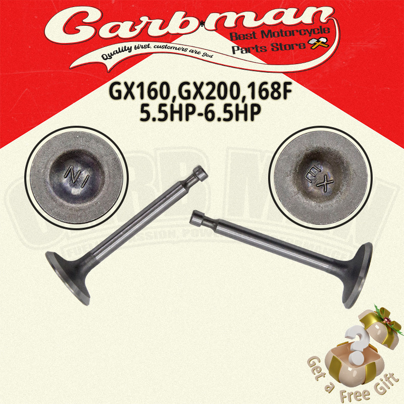 ขายเป็นคู่ วาล์วไอดี วาล์วไอเสีย อะไหล่ เครื่องยนต์เบนซิน 5.5HP-6.5HP ปั๊มน้ำGX160,GX200,168F เนื้อด