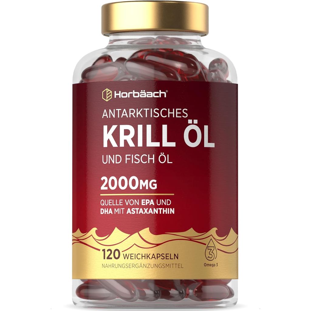 แคปซูลน้ำมันเคยปริมาณสูง 2,000 มก. ต่อแคปซูล ด้วย Omaga 3 และ Astaxanthin สำหรับการทดแทนน้ำมันตับปลา