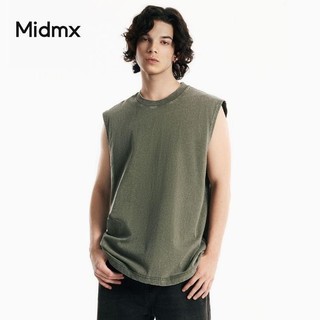 Midmx Acid Wash Sleeveless Muscle Tee Loose Fit Tank Top Retro Heavyweight Cotton Unisex Streetwear