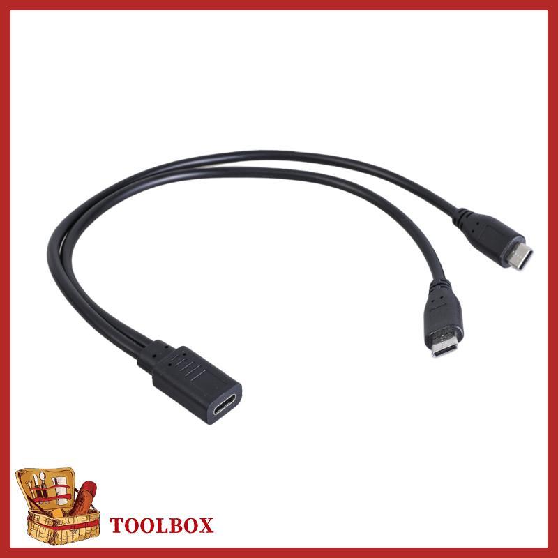 TOOLBOX Fast Speed Type C Female to Double Type C Male Fast Charging Splitter Cable 5V3A สําหรับหลายอุปกรณ์