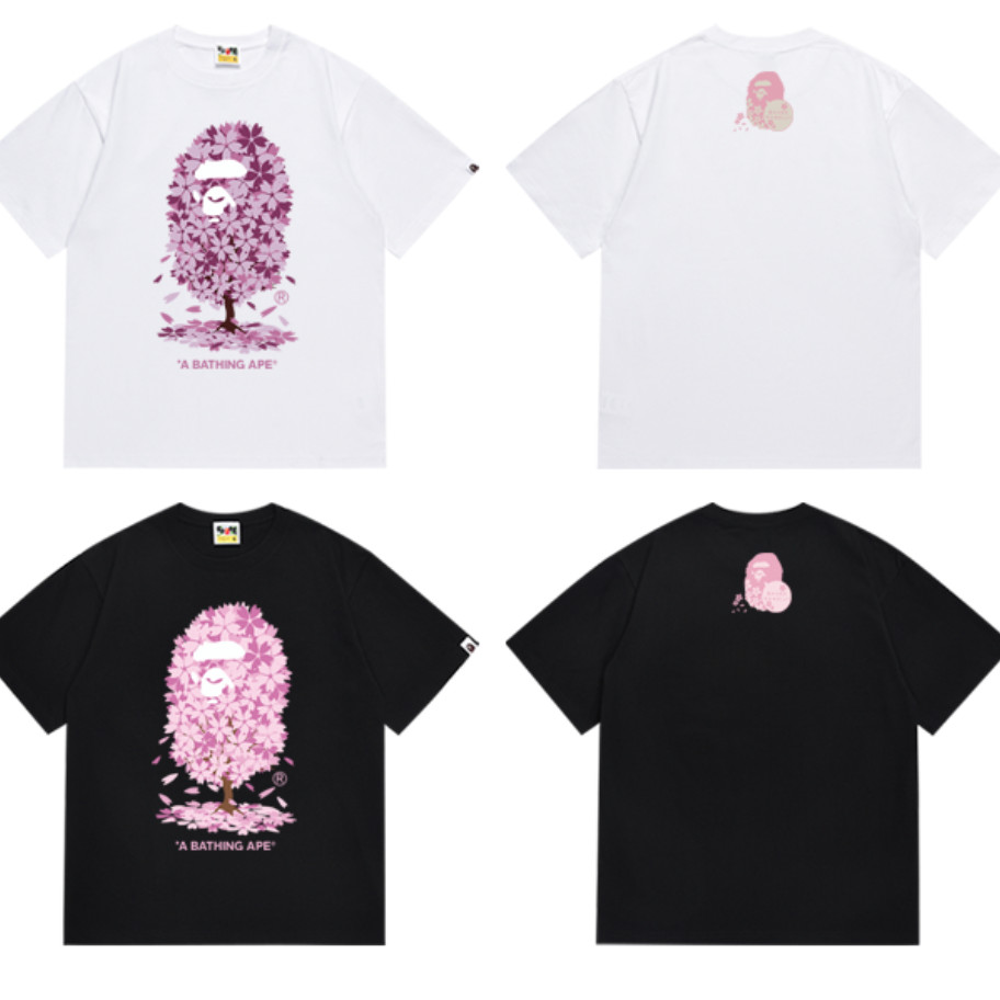 เสื้อยืดแขนสั้นพิมพ์ลายหัวกระต่าย Sakura ทรงหลวมวางไหล่ สำหรับฤดูกาล