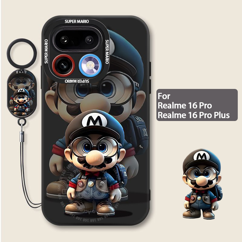 เคส Realme 16 Pro เคส Realme 16 Pro Plus เคสการ์ตูนอะนิเมะมาริโอ้ เคสกันกระแทกพร้อมที่ป้องกันกล้อง สายหนังสำหรับโทรศัพท์ เคสซิลิโคนเนื้อนุ่มด้าน ต่อต้านรอยนิ้วมือ