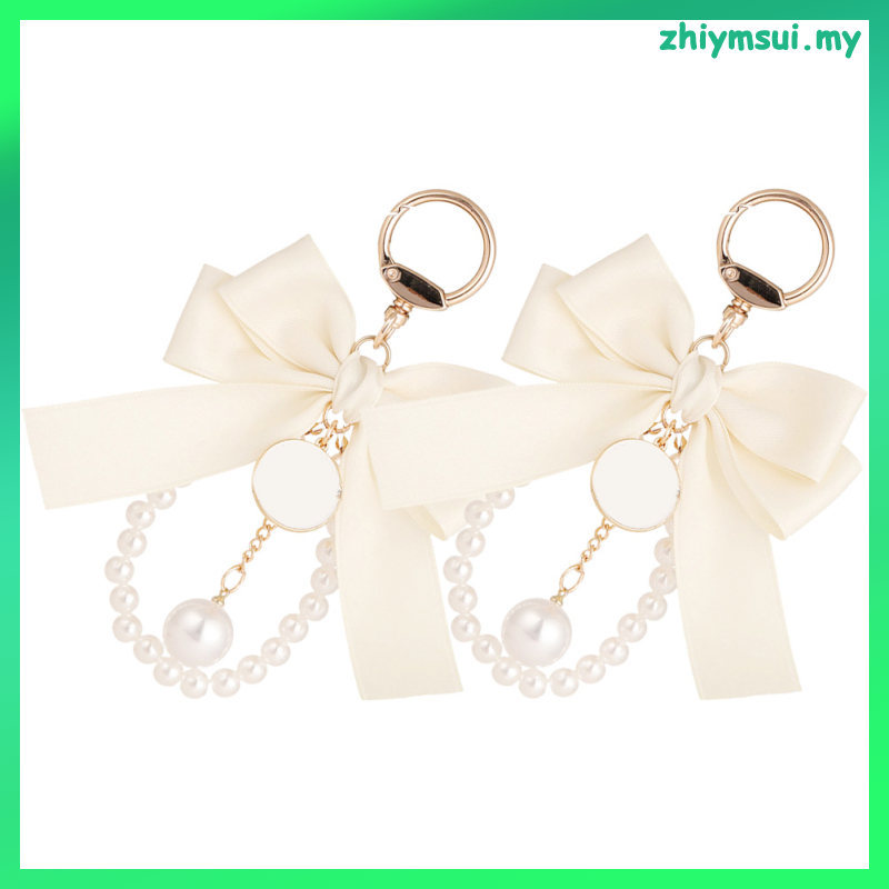 2 ชิ้น Lady Girly พวงกุญแจสําหรับกระเป๋าถือผู้หญิงผู้หญิงตกแต่งพวงกุญแจน่ารัก Bowknot พวงกุญแจ zhiym