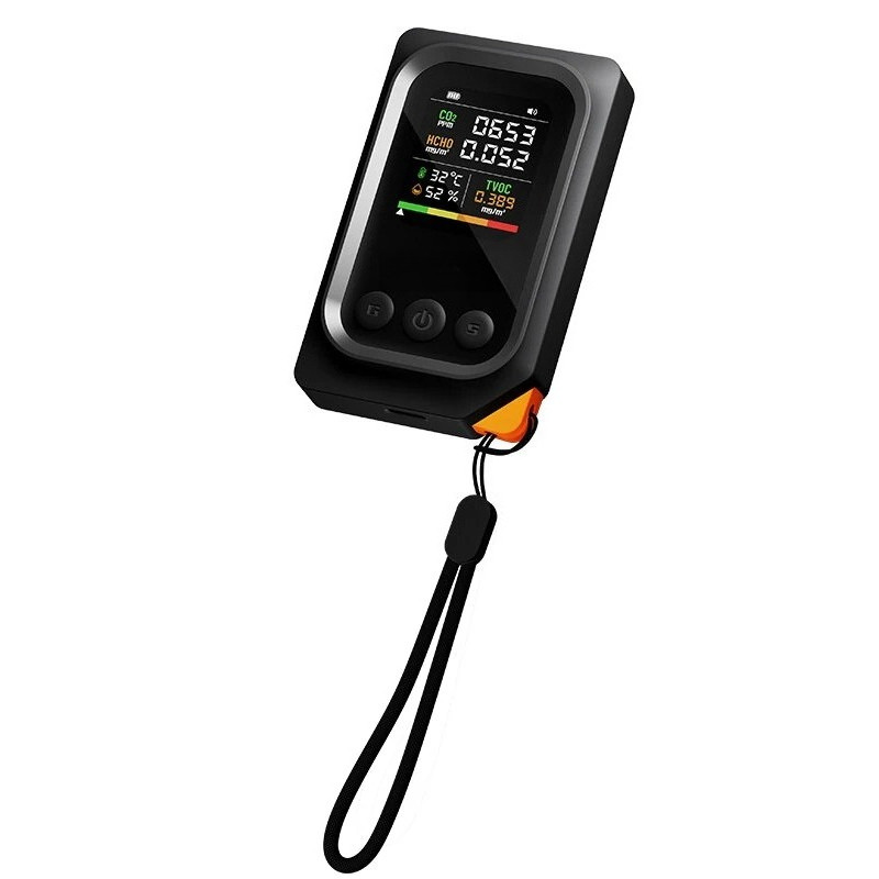 DOCREATE CD52 5-in-1 แบบพกพา Air คุณภาพ Monitor แบบเรียลไทม์ CO2 ฟอร์มาลดีไฮด์ TVOC เครื่องตรวจจับอุ