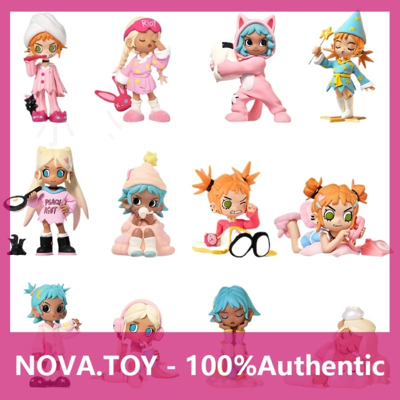 P POPMART Lil Peach Riot Overnight Carnival Party Series ฟิกเกอร์กล่องปริศนา