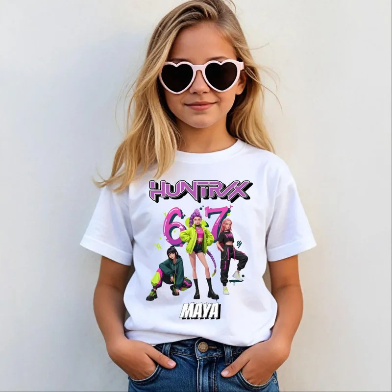 เสื้อยืดเด็ก Hasbro K-pop Demon Hunter - Saja Boy - เสื้อยืด Demon Hunter - เสื้อปาร์ตี้สำหรับเด็กชา