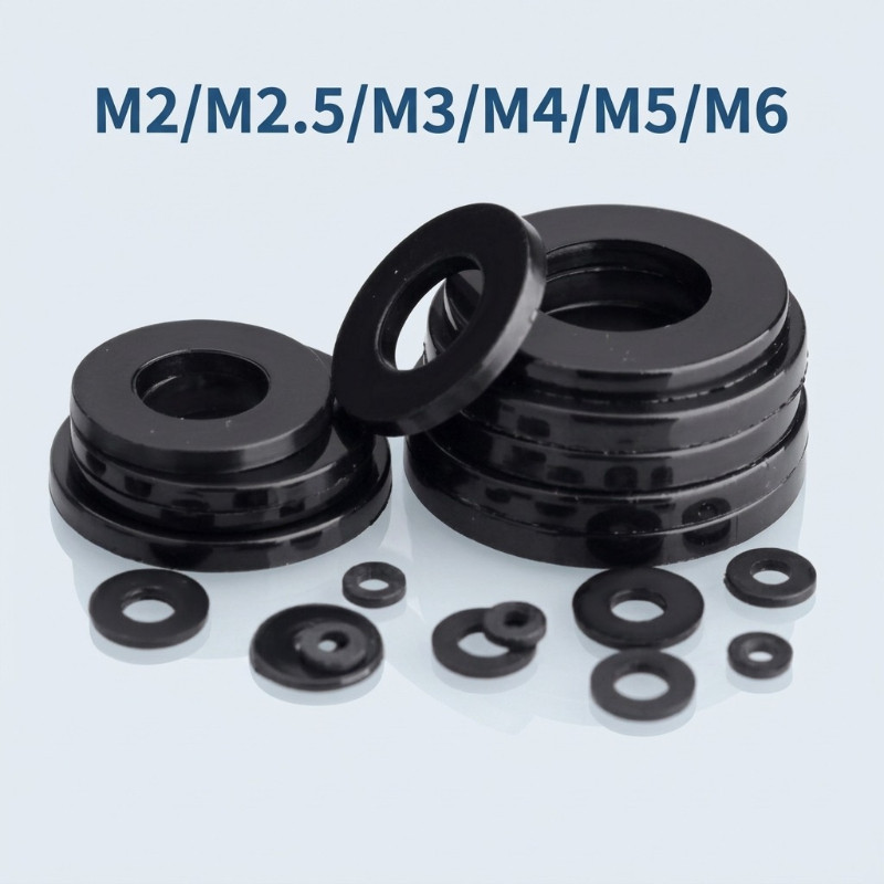 ดำ แหวนอีแปะ ไนลอน พลาสติก แหวนรอง น็อตสกรูM2/M2.5/M3/M4/M5/M6 Flat Washer Nylon Plastic Screw  PA66 YEDA