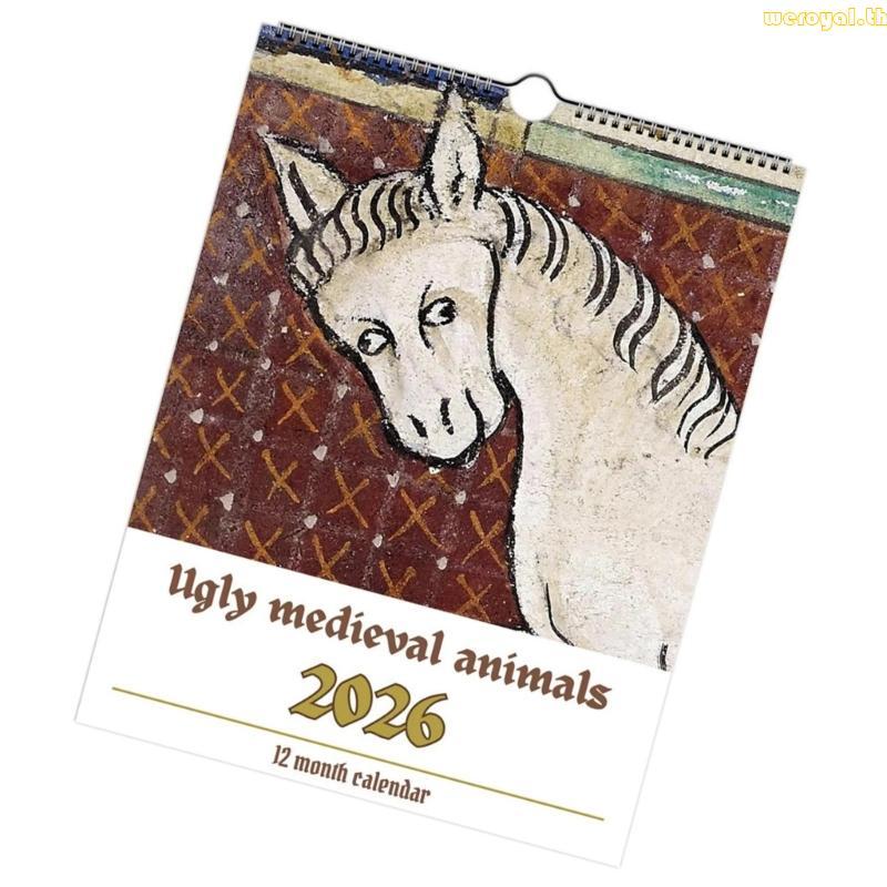 Weroyal 2026 ปฏิทินผนังสัตว์ยุคกลาง Twin-Coil Binding รายเดือนวิชาการ Calender Planner จาก Jan to De