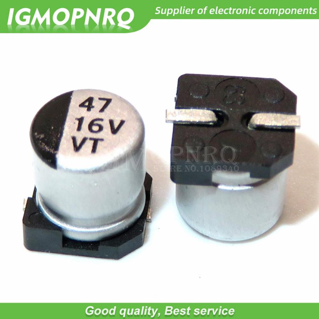 10pcs 16V47UF 5*5.5 มม.SMD ตัวเก็บประจุอลูมิเนียมอิเล็กโทรลีติค 47uf 16v 16V47UF-SMD