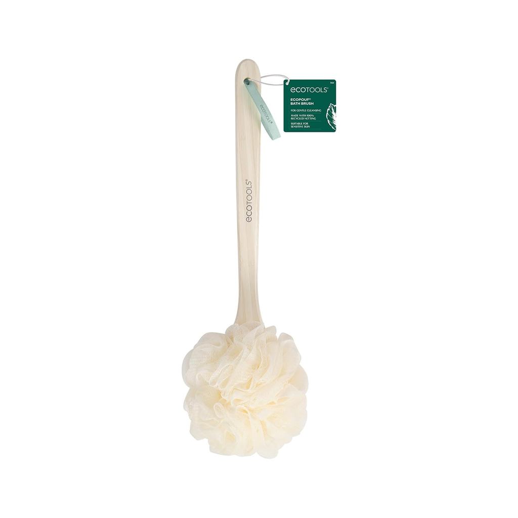 EcoToolsEcoPoufBrush,LoofahBrushforBath&Shower,MadewithLongHandle&Recycled,SoftNetforGentle,BackforM