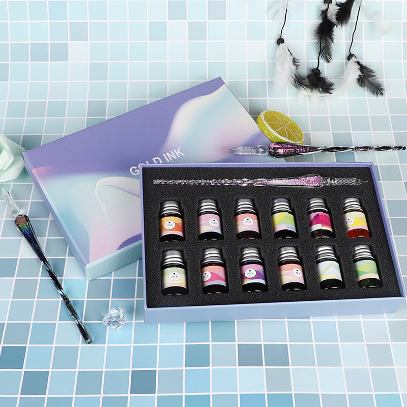 แก้วคริสตัลปากกากล่องของขวัญสําหรับนักเรียนที่มีแก้วคริสตัลปากกาขี้ผึ้งขี้ผึ้งขี้ผึ้งนุ่ม26/3911