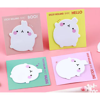 S0238 กระดาษโน๊ต กาวในตัว ลายการ์ตูน Molang 8*8.5ซม. น่ารัก สไตล์เกาหลี เครื่องเขียน Sticky Note