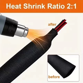 ปลอกหุ้มสายไฟแบบหดตัวด้วยความร้อน / ปลอกหุ้มสายไฟแบบถักสีดำ (ฉนวน) / 2:1 ท่อหุ้มสายไฟแบบหดตัว 1-5M