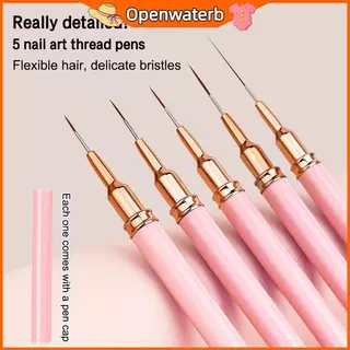 [KAN] 5 ชิ้น/เซ็ต Professional Nail Art Liner แปรงสําหรับ Striping การออกแบบภาพวาด,เจล Liner Nail Art แปรงสําหรับเล็บ 7/9/11/15/20 มม. FXH