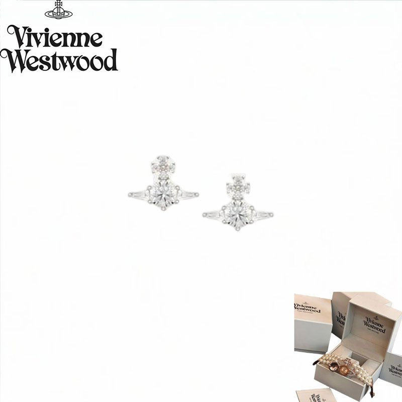 เครื่องประดับเงินแข็ง Vivienne Westwood - ต่างหู Ofelia พร้อมกล่องบรรจุภัณฑ์